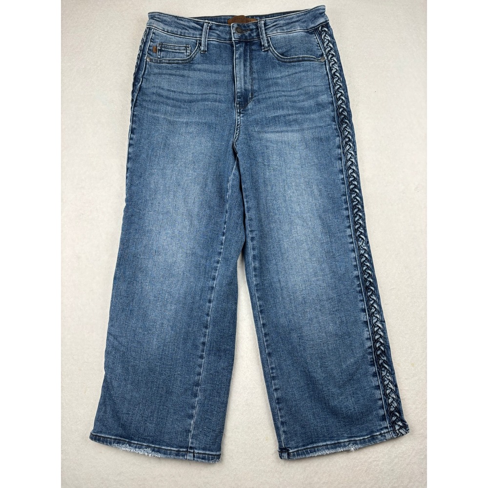 Judy Blue Jeans Womens 9 29 Wide Leg Braided Detail Boho Western